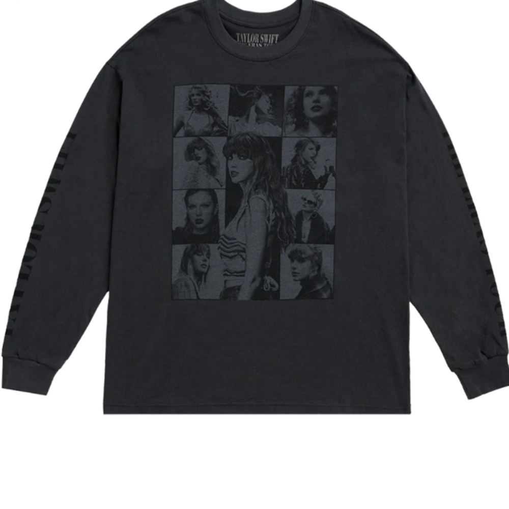 Official Taylor Swift The Eras Tour Black Long Sleeve Crew Neck Shirt